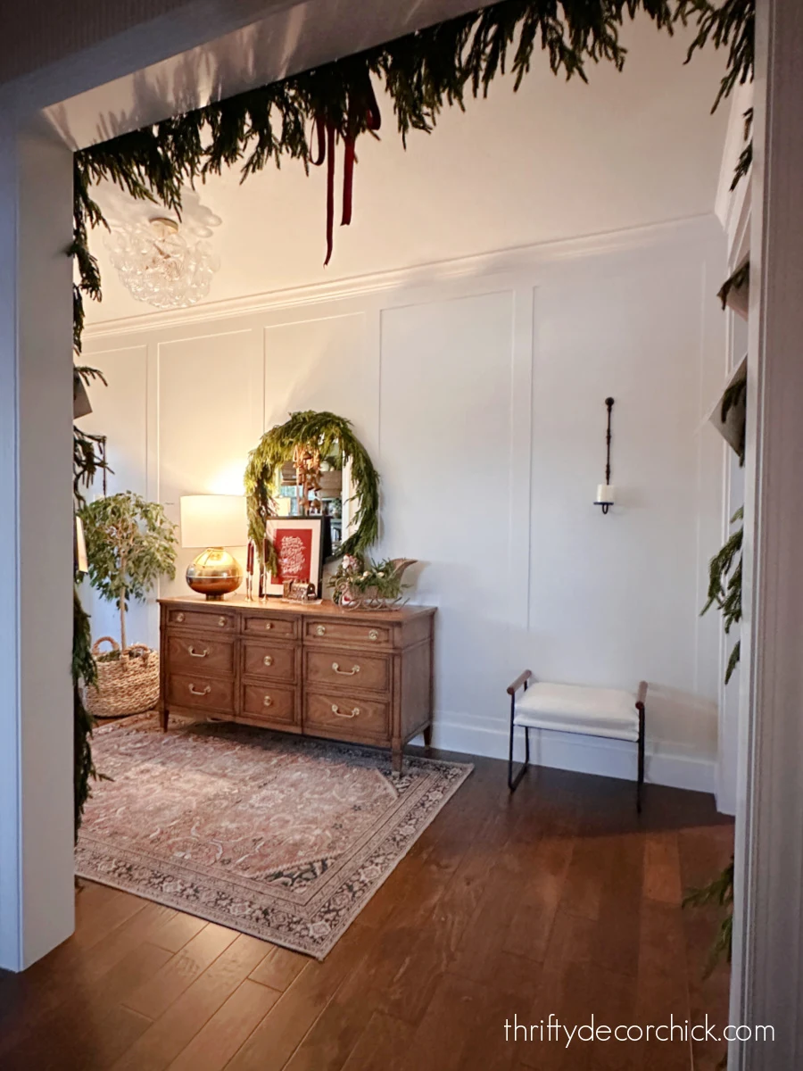 garland hanging from large doorway